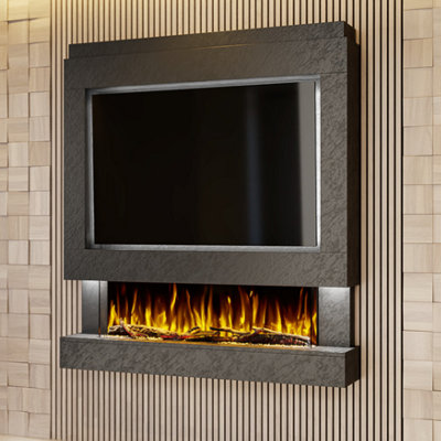Evolution Fires Pre-Built Media Wall Package 4 with 44 Inch 3-Sided ...