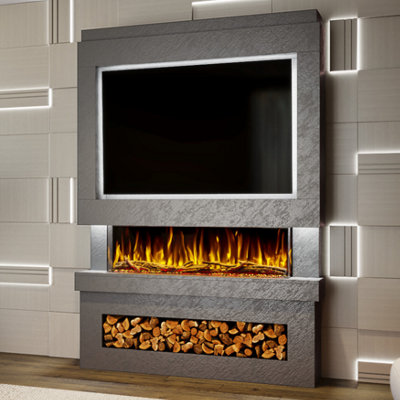 Evolution Fires Pre-Built Media Wall Package 6 with 44 Inch 3-Sided ...