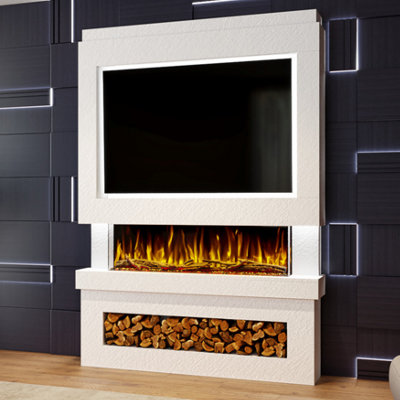 Evolution Fires Pre-Built Media Wall Package 6 with 44 Inch 3-Sided ...