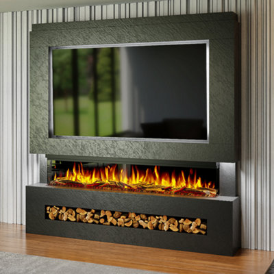 Evolution Fires Pre-Built Media Wall Package 7 with 72 Inch 3-Sided ...