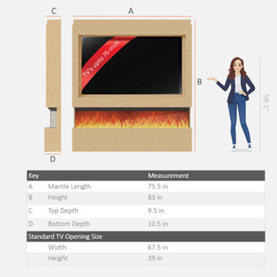 Evolution Fires Pre-Built Media Wall Package 9, 72 Inch Spectrum 3 ...