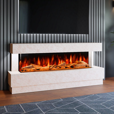 Evolution Fires Raphael 77 Inch Fireplace Suite, Pearl Stone Finish ...