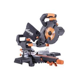 Evolution R185SMS+ 185mm Sliding Compound Mitre Saw With TCT Multi-Material Cutting Blade (230V)
