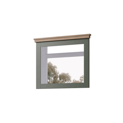 Evora 04 Hallway Mirror in Green & Oak Lefkas - W710mm H600mm D40mm, Sleek and Contemporary