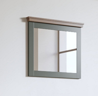 Evora 04 Hallway Mirror in Green & Oak Lefkas - W710mm H600mm D40mm, Sleek and Contemporary