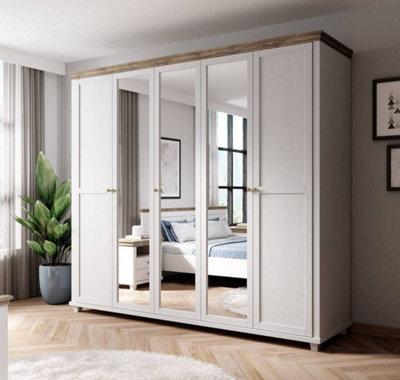 Evora 21 Hinged Wardrobe W2460mm H2160mm D620mm - Abisko Ash & Oak Lefkas Sophistication