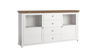 Evora 25 Sideboard Cabinet W1810mm H930mm D420mm - Abisko Ash & Oak Lefkas, 4 Drawers, LED-Ready