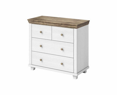 Evora 27 Chest of Drawers - Abisko Ash & Oak Lefkas Elegance with Spacious Storage - W900mm x H810mm x D420mm