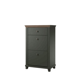 Evora 28 Shoe Cabinet in Green & Oak Lefkas - W710mm H1130mm D420mm, Practical and Stylish