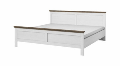 Evora 31 EU King Size Bed Frame W1710mm H890mm D2110mm - Abisko Ash & Oak Lefkas, Modern Two-Tone Design