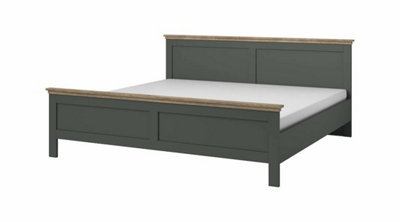 Evora 31 EU King Size Bed Frame W1710mm H890mm D2110mm - Green & Oak Lefkas, Stylish Two-Tone Bed