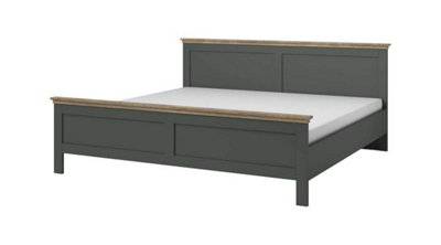 Evora 32 EU Super King Size Bed Frame W1910mm H890mm D2110mm - Green & Oak Lefkas, Contemporary Style