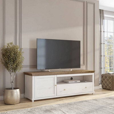 Evora 40 TV Cabinet W1810mm H610mm D490mm - Abisko Ash & Oak