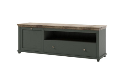 Evora 40 TV Cabinet W1810mm H610mm D490mm - Green & Oak Lefkas, Sleek Design with Cable Management