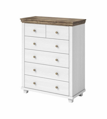 Evora 45 Chest of Drawers W900mm H1130mm D420mm - Abisko Ash & Oak Lefkas, 6 Drawers, Modern Design