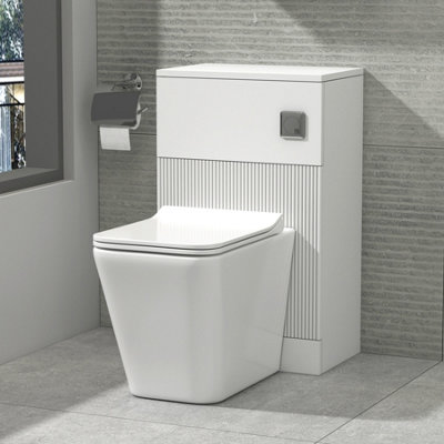 Evora 500mm Satin White Fluted BTW WC Unit with Elena Rimless Toilet ...