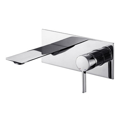 Evora Polished Chrome Wall-mounted Basin Mono Mixer Tap