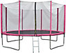 EVRE 10 ft Pink Outdoor Trampoline with Safety Net Padded Poles and Ladder