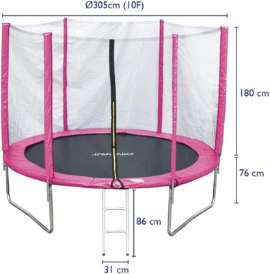 EVRE 10 ft Pink Outdoor Trampoline with Safety Net Padded Poles and Ladder