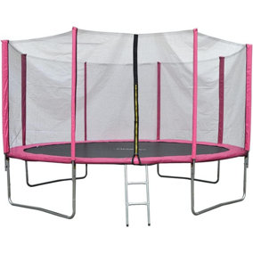 EVRE 10ft Pink Trampoline -Zipped Safety Enclosure Ladder Steel Frame Safety Pad TÜV Rheinland Certified
