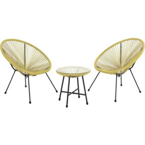 EVRE 2 Seat Bumblebee Yellow Goa Acapulco Styled Furniture - Bistro Patio Indoor Outdoor Balcony Terrace - FREE NEXT-DAY DELIVERY