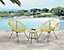 EVRE 2 Seat Bumblebee Yellow Goa Acapulco Styled Garden Furniture Set for Bistro Patio Indoor Outdoor Balcony Garden Terrace