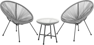 EVRE 2 Seat Grey Goa Acapulco Styled Garden Furniture Set for Bistro Patio Indoor Outdoor Balcony Garden Terrace - 6
