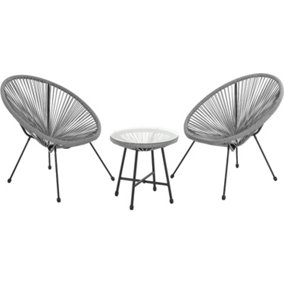 EVRE 2 Seat Grey Goa Acapulco Styled Garden Furniture Set for Bistro Patio Indoor Outdoor Balcony Terrace - FREE NEXT-DAY DELIVERY