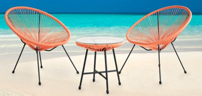 EVRE 2 Seat Orange Goa Acapulco Styled Garden Furniture Set for