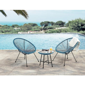 EVRE 2 Seat Teal Goa Acapulco Styled Garden Furniture Set for Bistro Patio Indoor Outdoor Balcony Terrace - FREE NEXT-DAY DELIVERY