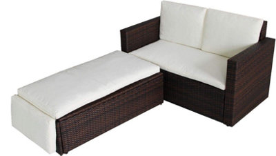 Evre 2 Seater Outdoor Rattan Garden Love Bed Furniture Set Brown