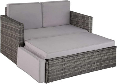 EVRE 2 Seater Outdoor Rattan Garden Love Bed Furniture Set Grey for Patio Conservatory (ORDER BY 4 PM FOR FREE NEXT DAY DELIVERY) - 4
