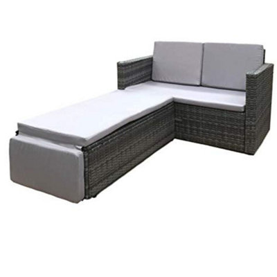 EVRE 2 Seater Outdoor Rattan Garden Love Bed Furniture Set Grey with Weatherproof Cover (ORDER BY 4 PM FOR FREE NEXT DAY DELIVERY) - 8