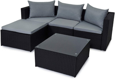 EVRE 4 Seat Black Outdoor Rattan Garden Furniture Sofa Set & Coffee Table - Malaga for Conservatories Patios - 7