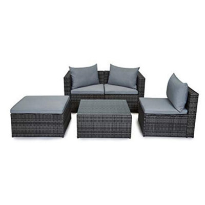 EVRE 4 Seat Grey Outdoor Rattan Garden Furniture Sofa Set with Coffee