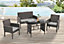 EVRE 4 Seat Porto Garden Rattan Furniture Set 4 Piece Dining Outdoor Wicker Lounge Sofa and Table Grey