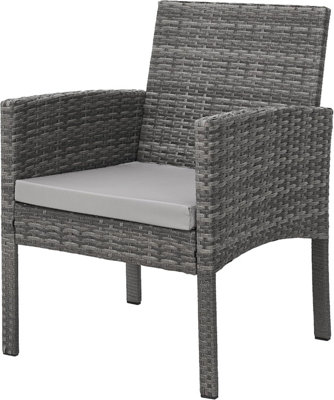 EVRE 4 Seat Porto Garden Rattan Furniture Set 4 Piece Dining Outdoor Wicker Lounge Sofa and Table Grey - 5