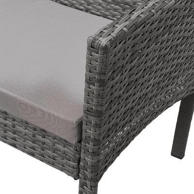 EVRE 4 Seat Porto Garden Rattan Furniture Set 4 Piece Dining Outdoor Wicker Lounge Sofa and Table Grey - 8