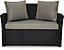 EVRE 4 Seater Black Rattan Garden Furniture Sofa Armchair Set - Roma with Coffee Table