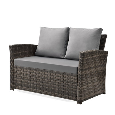 EVRE 4 Seater Cedar Brown Rattan Garden Furniture Sofa Armchair Set - Roma with Coffee Table - 4