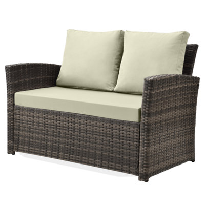 EVRE 4 Seater Cedar Brown Rattan Garden Furniture Sofa Armchair Set - Roma with Coffee Table - 5