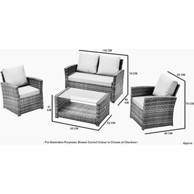 EVRE 4 Seater Cedar Brown Rattan Garden Furniture Sofa Armchair Set - Roma with Coffee Table - 7
