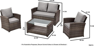 EVRE 4 Seater Cedar Brown Rattan Garden Furniture Sofa Armchair Set - Roma with Coffee Table - 8
