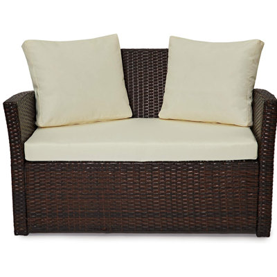 EVRE 4 Seater Rattan Garden Furniture Sofa Armchair Set -Roma with Coffee Table and Weather Proof Cover