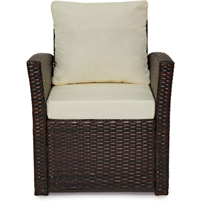 EVRE 4 Seater Rattan Garden Furniture Sofa Armchair Set -Roma with Coffee Table and Weather Proof Cover - 3