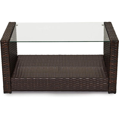 EVRE 4 Seater Rattan Garden Furniture Sofa Armchair Set -Roma with Coffee Table and Weather Proof Cover - 4