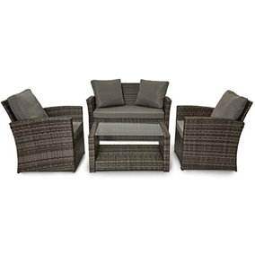 EVRE 4 Seater Rattan Garden Furniture Sofa Armchair Set - Roma with Weatherproof Cover