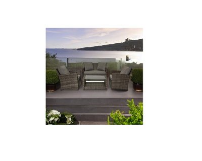 EVRE 4 Seater Rattan Garden Furniture Sofa Armchair Set - Roma with Weatherproof Cover