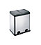 EVRE 48L Recycling Stainless Steel Waste Bin Silver 2 Compartment with Pedal Soft Close Removable Compartment and Non Slip Base