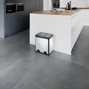 EVRE 60L Recycling Stainless Steel Bin Silver 2 Removable Compartment - Pedal Soft Close & Non Slip Base - FREE NEXT-DAY DELIVERY
